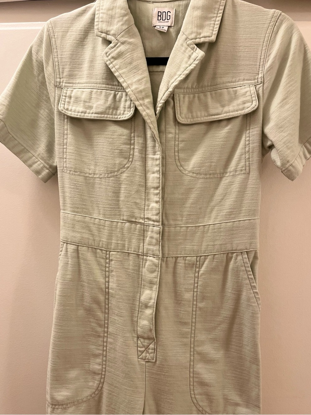 BDG Urban Outfitters Celery Green Short-Sleeve Boilersuit Jumpsuit - Size   S/P